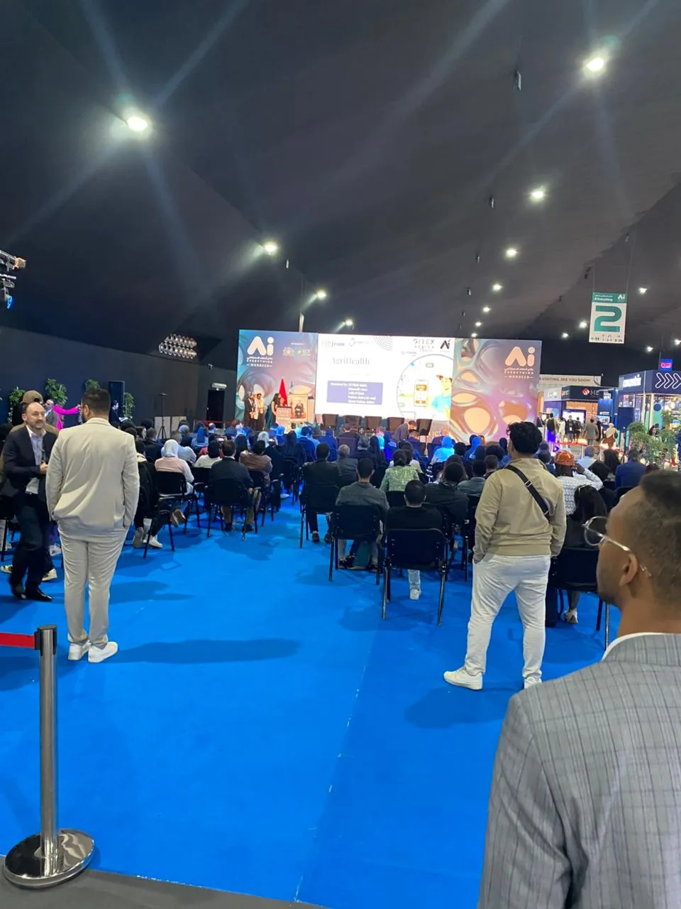 AI keynote session at GITEX Africa Day 2 — packed audience at the main stage
